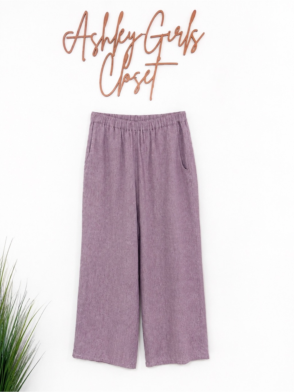FLAX by Jeanne Engelhart 100% Linen Wide Leg Pants Small Mauve